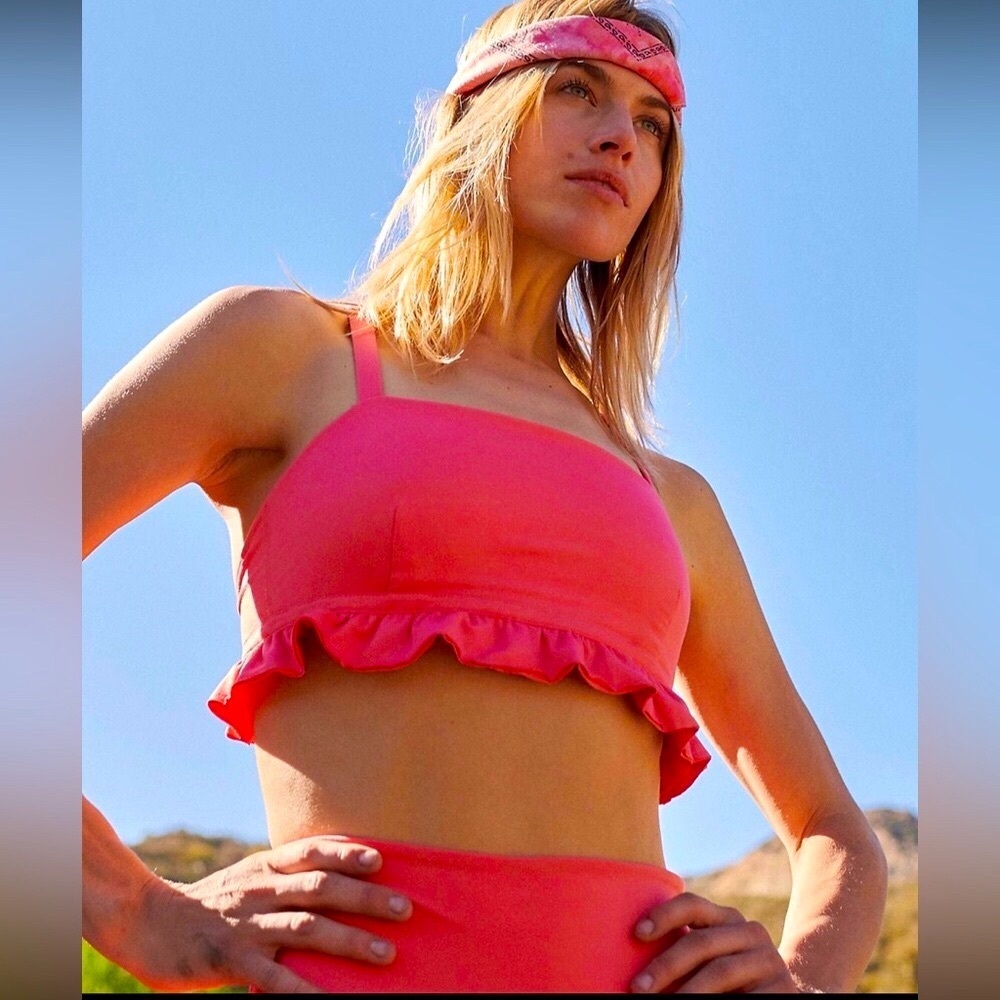 FP MOVEMENT Solid Plié All Day Crop Cami / Pink Rose 🌹/ Large